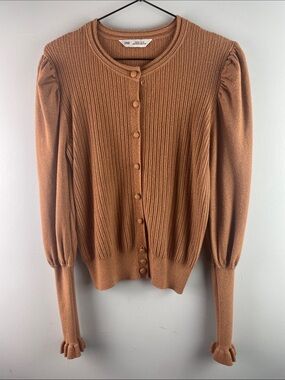 SMF Women's Ribbed Button-Front Sweater Cardigan Size M